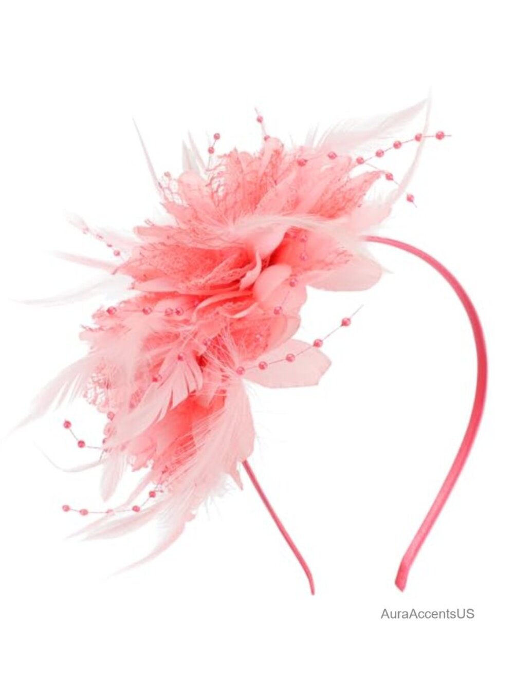 Fascinator Hat Lace Feather Headband Tea Party Derby Women's